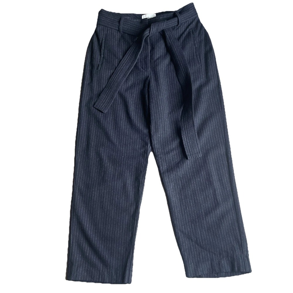 Aritzia Wilfred Jallade Stripped Tie Front Pant Size 10 Belted High Waist‎ Ankle